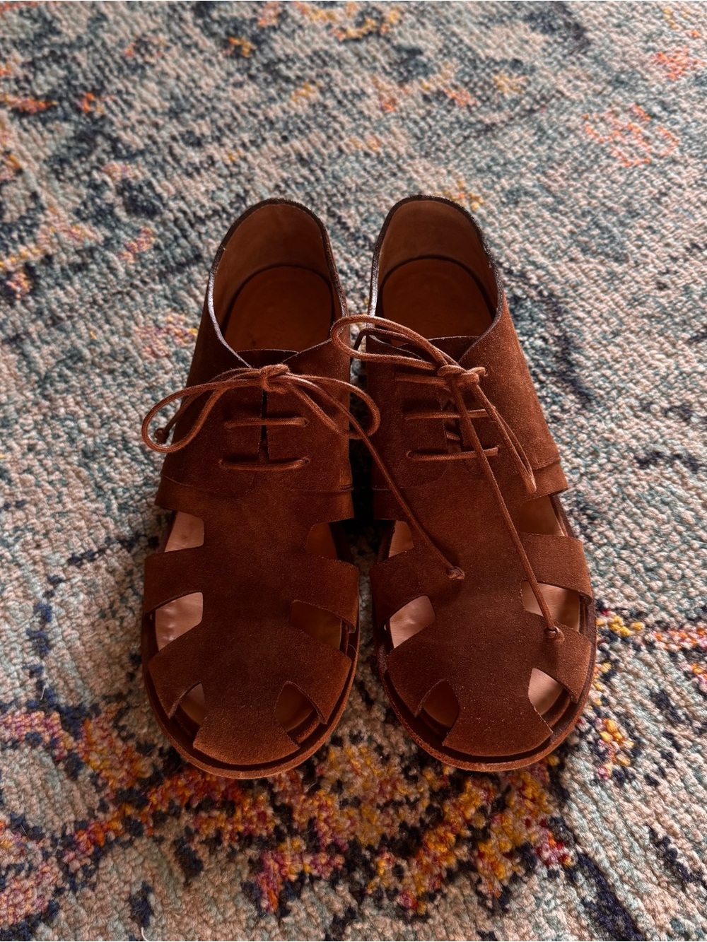 Marsell Brown Suede Lace-Up Women's Sandals